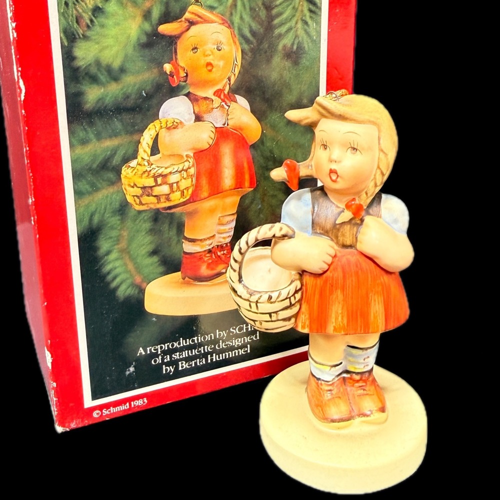Schmid Berta Hummel 1984 Second Edition Girl with Basket Figurine Ornament 4"